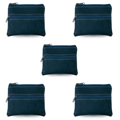 5pcs | Natural Cork Double-Zip Coin Purs BAGP-382
