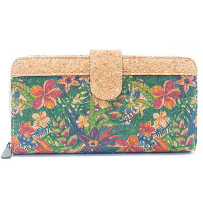 Folding wallet Mandala flower pattern- Vegan Cork Wallet BAG-2220