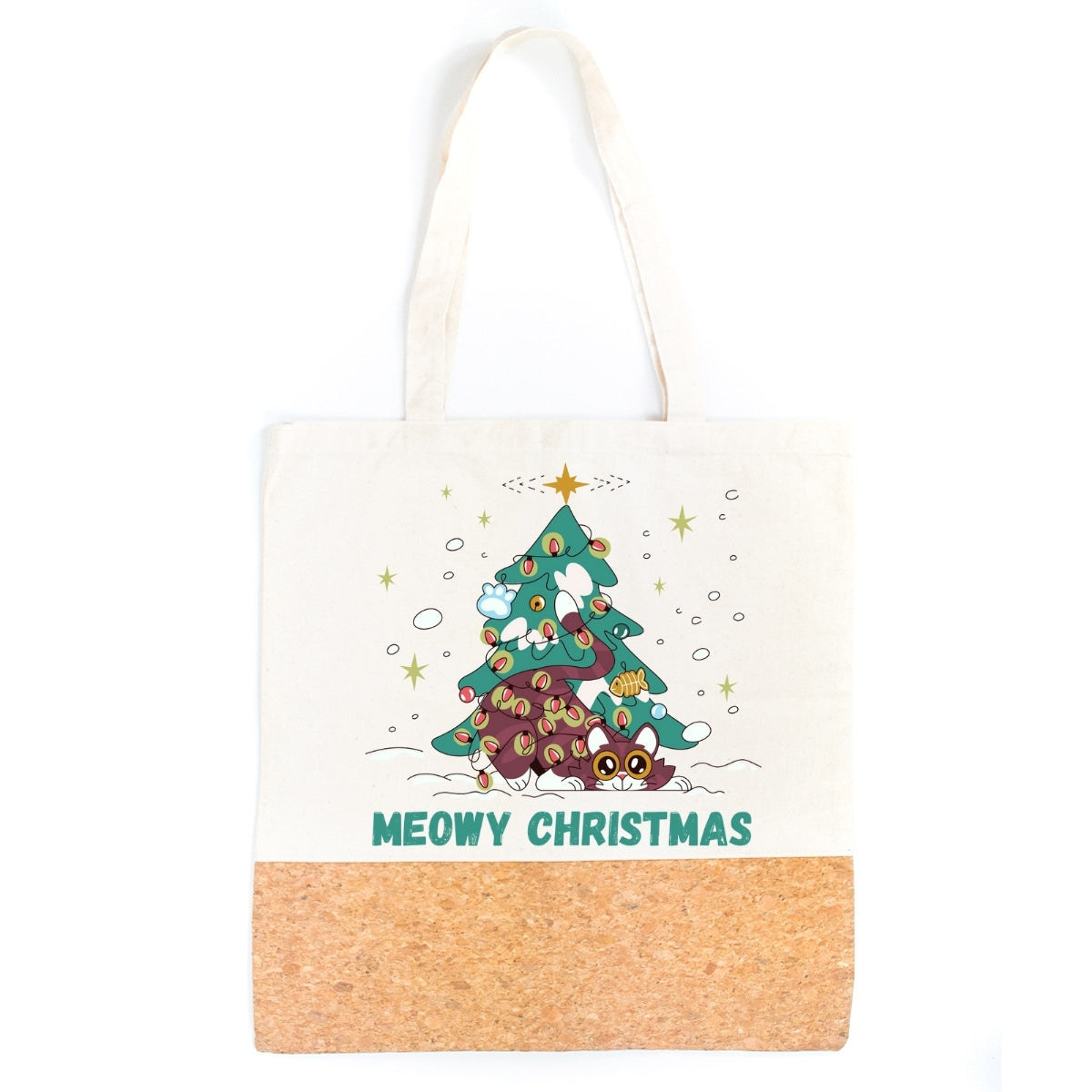 Tote Bag - Cotton and Cork Combination with Christmas and Other Designs BAGD-525