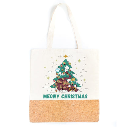 Tote Bag - Cotton and Cork Combination with Christmas and Other Designs BAGD-525