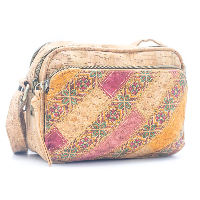 Floral & Mosaic Cork Crossbody Bag – Eco-Friendly & Stylish BAGF-057