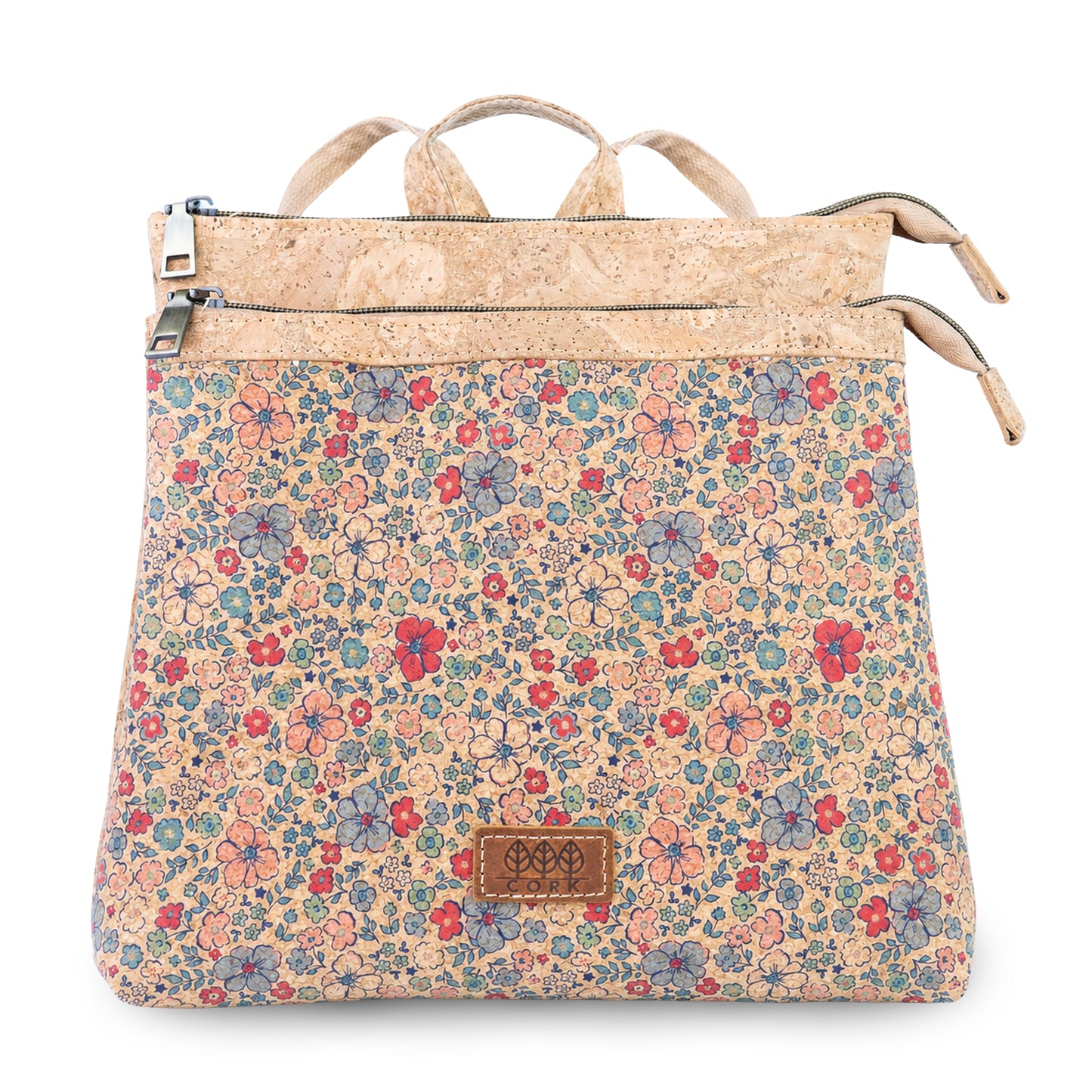 Natural Cork Backpack with Printed Front Panel BAGD-652