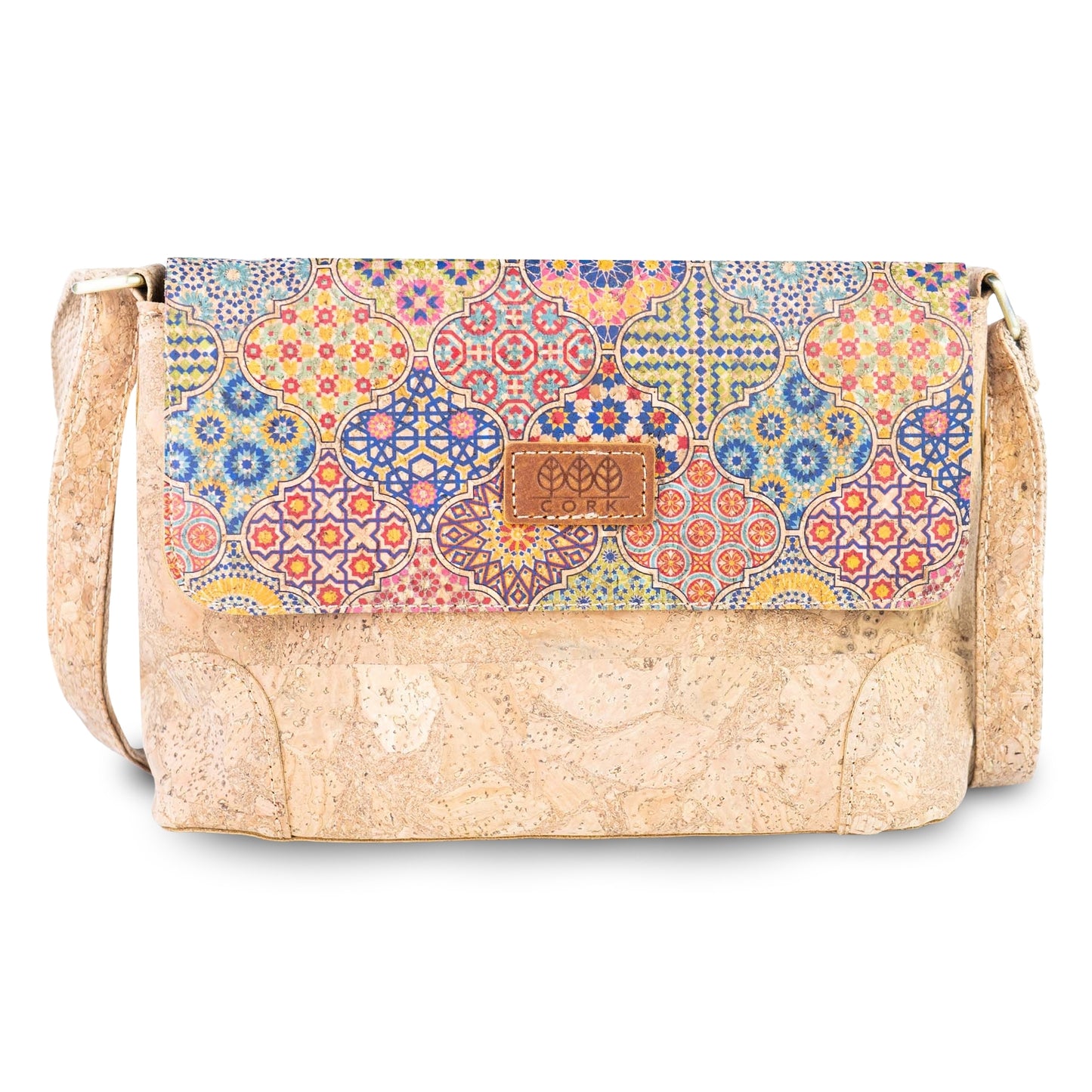 Printed Cork Crossbody Bag with Adjustable Strap BAGD-666