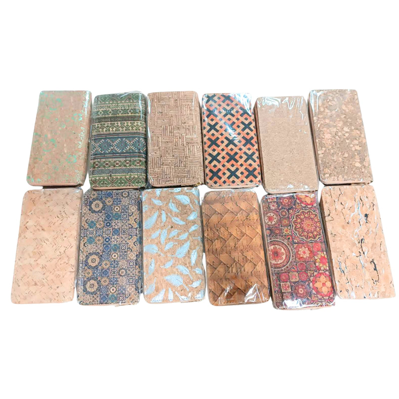 Natural cork with flower pattern zipper women wallet BAGD-589（12units）