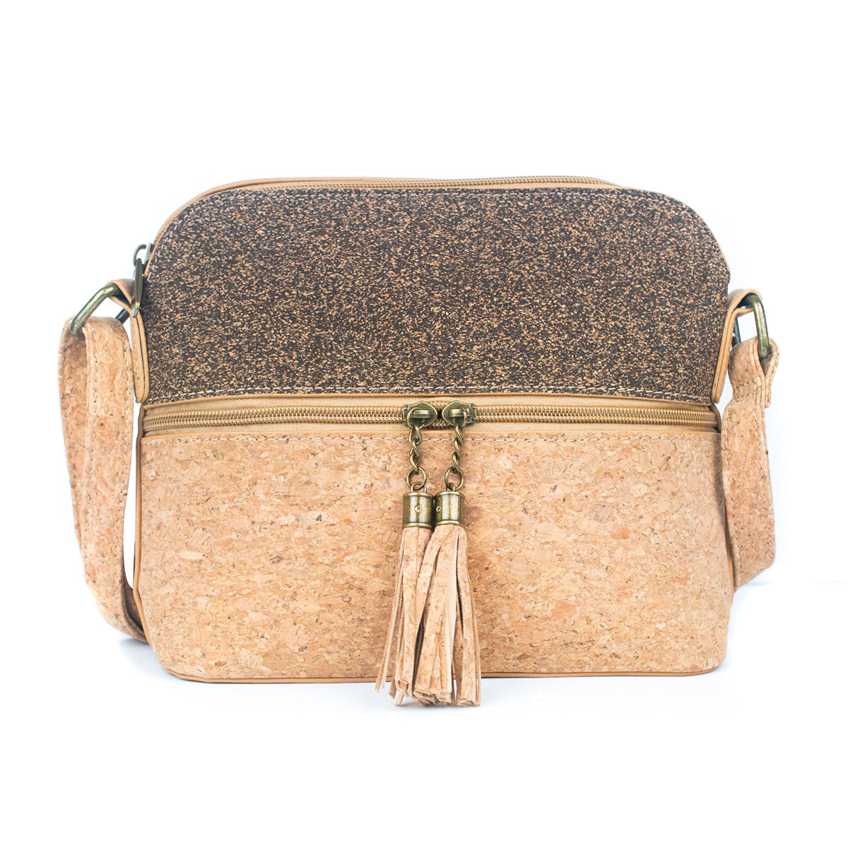 Tassel Zip Pocket Women's Natural Cork Crossbody Bag BAG-2291