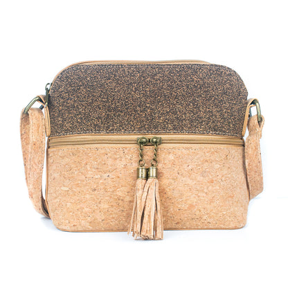 Tassel Zip Pocket Women's Natural Cork Crossbody Bag BAG-2291