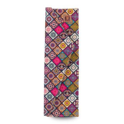 Cork Wine Gift Box | Boho Tile Print, Hexagonal Flip-Top & Cork Interior — L-1190