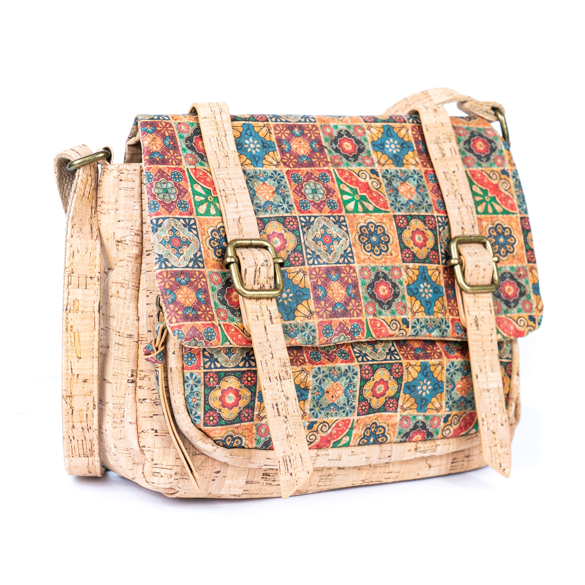 Printed Cork Messenger Crossbody Bag — BAGD-630