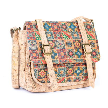Printed Cork Messenger Crossbody Bag — BAGD-630