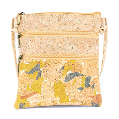 Eco-Friendly Cork Crossbody Bag with Triple Zippers BAGP-321