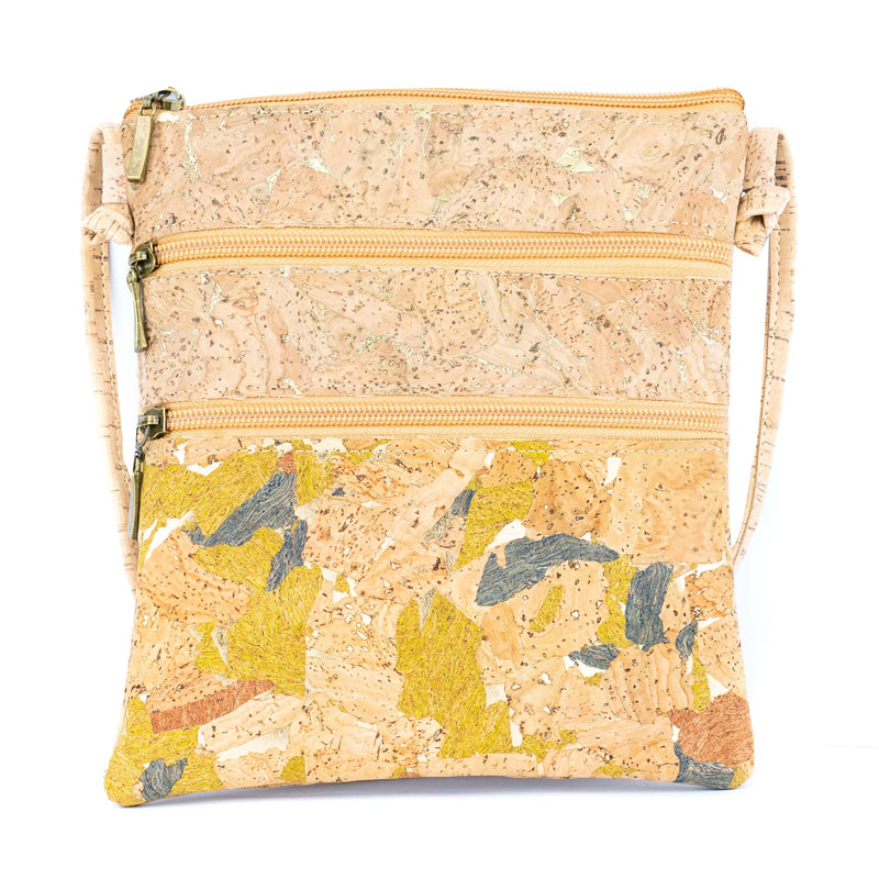 Eco-Friendly Cork Crossbody Bag with Triple Zippers BAGP-321