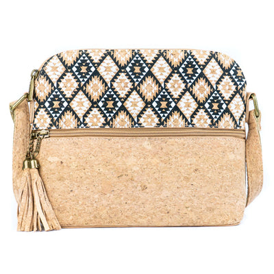 Tassel Zip Pocket Women's Natural Cork Crossbody Bag BAG-2218
