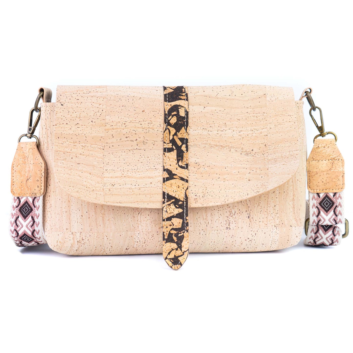 Cork Crossbody Bag with Interchangeable Strap | Natural Cork Shoulder Bag BAGP-366
