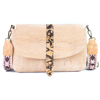 Cork Crossbody Bag with Interchangeable Strap | Natural Cork Shoulder Bag BAGP-366