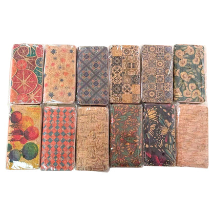 12pcs | Printed Cork Zip-Around Wallet —BAGD-623