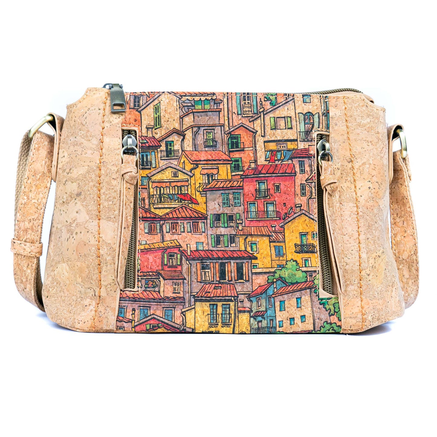 Cork Crossbody Bag – Colorful Tile Pattern BAGD-608