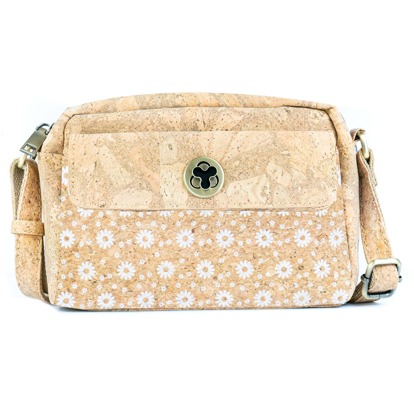 Cork Crossbody Bag Flap, Twist Lock & Dual Compartment BAGD-632