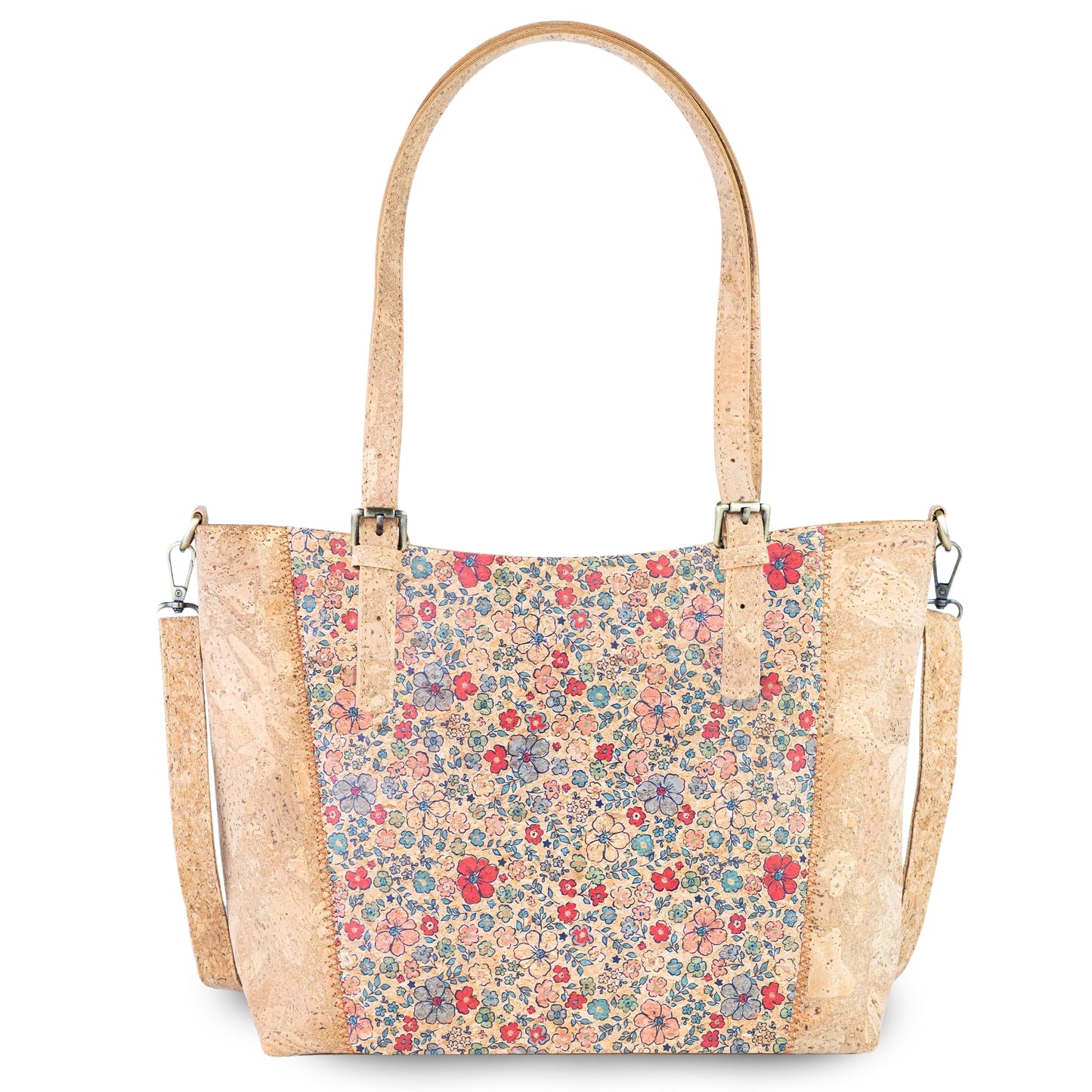Natural Cork HandBag with Floral Print BAGD-660