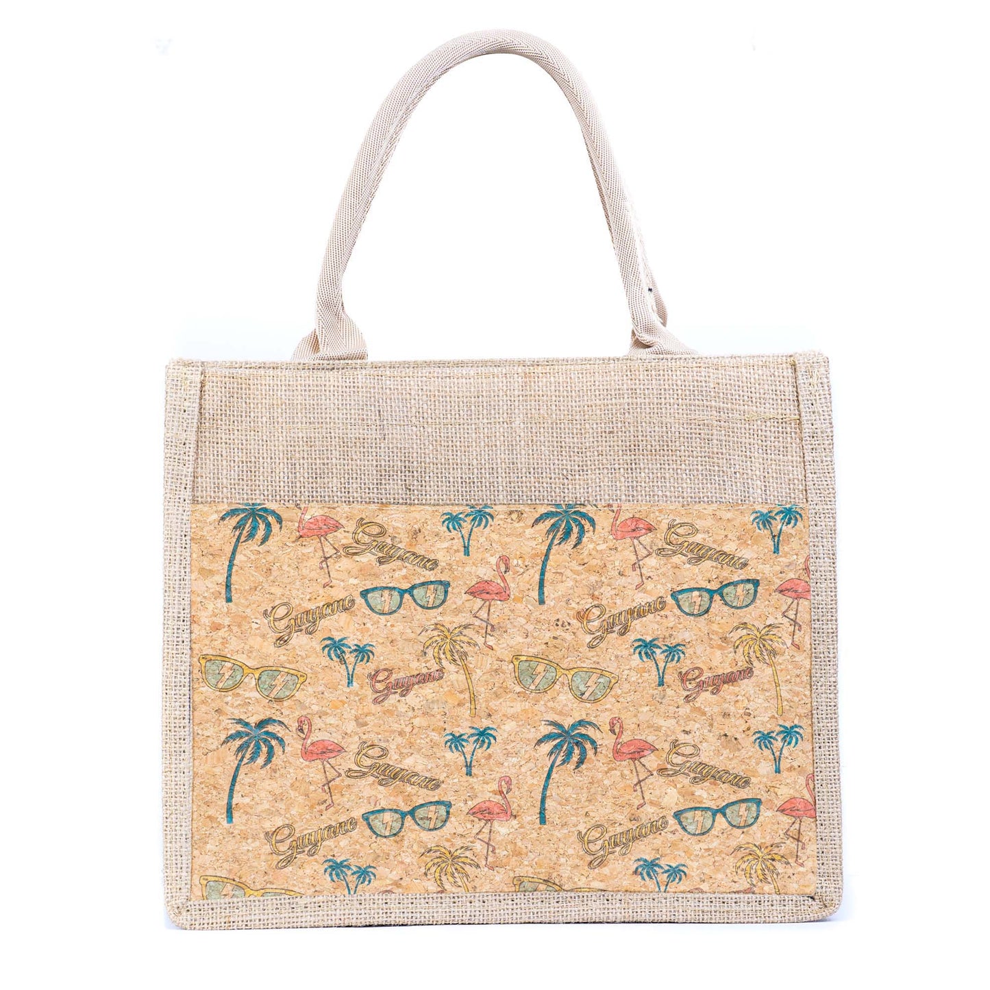 Floral Cork & Jute Tote Handbag BAG-2381