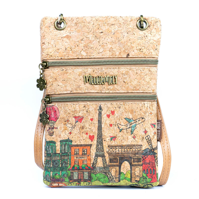 Flash Sale Stylish Cork Crossbody Bag with World Famous City Prints BAGF-098