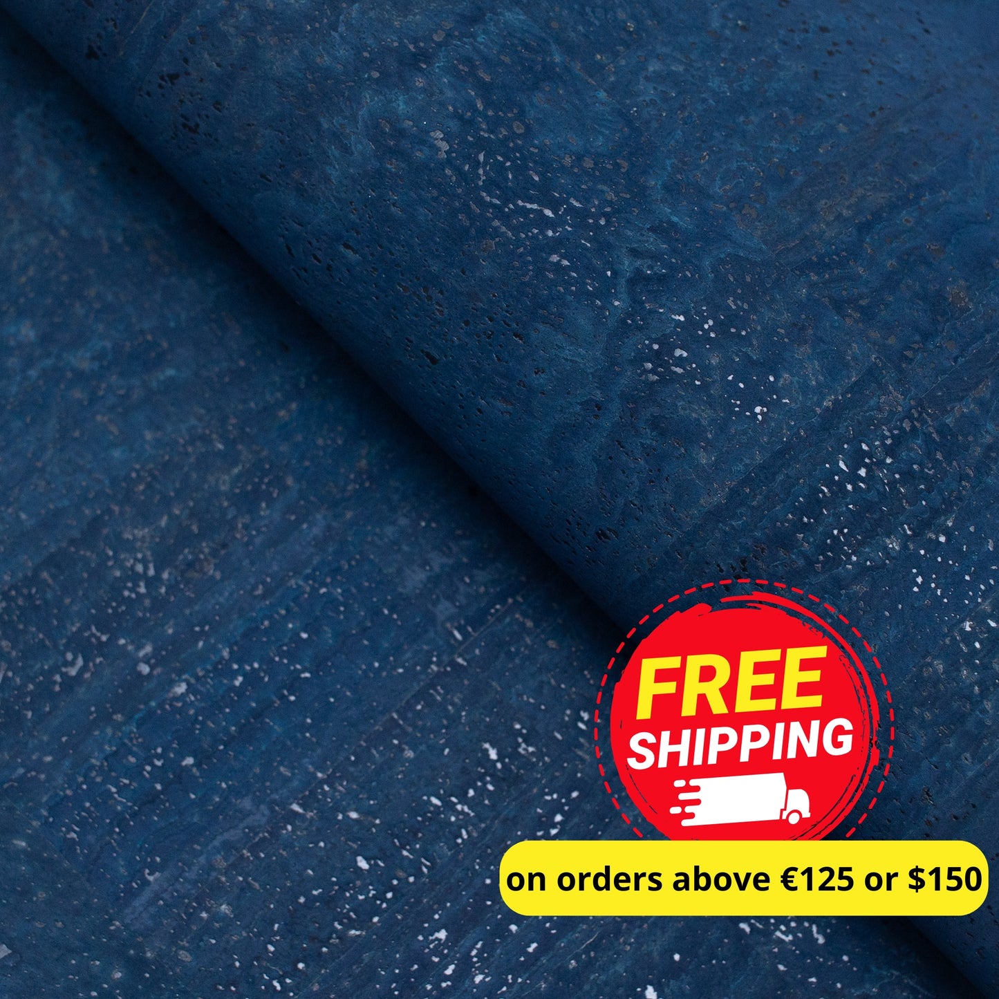 Premium Solid Blue Cork Fabric COF-128-D