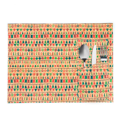 Christmas Cork Placemats and Cutlery Pockets Set – 8-Piece Pack (Limited Edition) L-1094