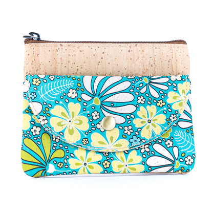 Compact Cork Coin Purse with Snap Pocket with Key Ring BAG-2355