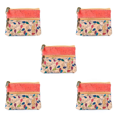 Double Zipper Cork Coin Purse  (5units) BAGP-266