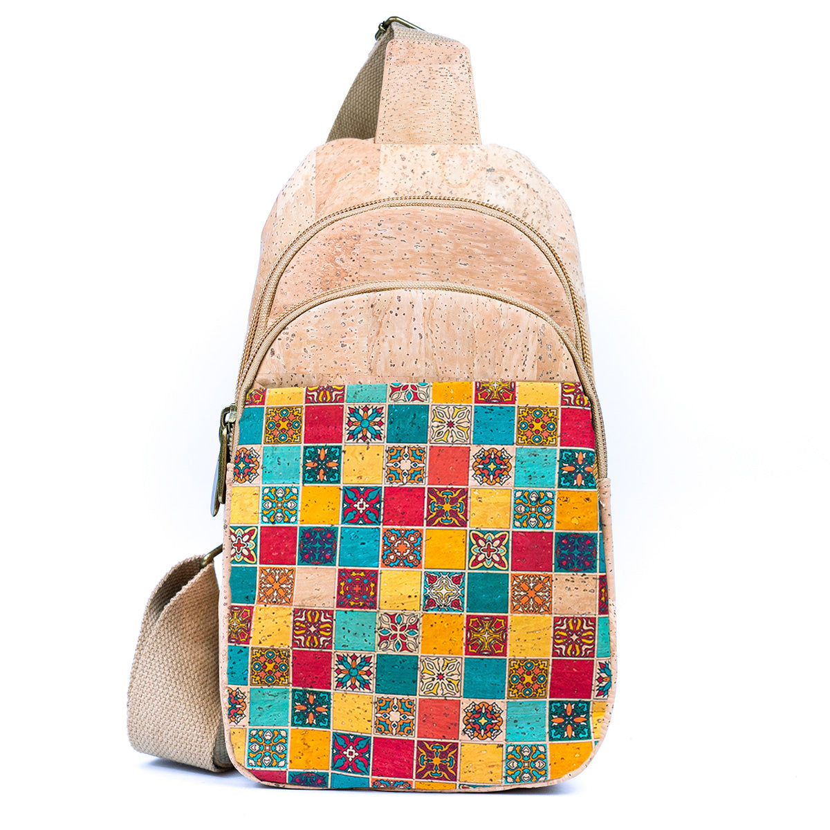 Natural Women's Three-Compartment Sling Bag BAG-2296