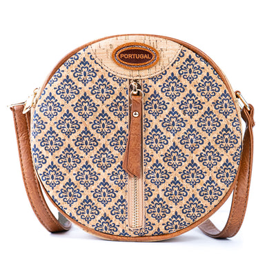 Floral Printed Cork Round Crossbody Bag BAGD-593