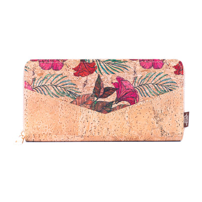 Flowers patterns natural cork women zipper card wallet BAG-2337