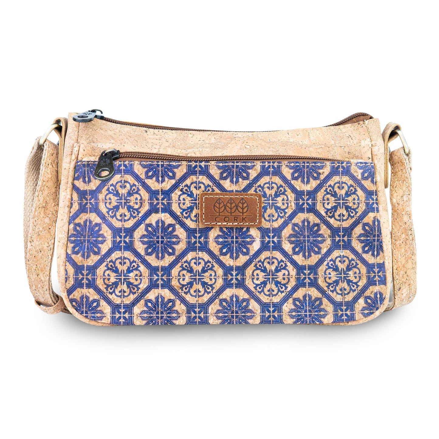 Cork Crossbody Bag with Front Zip Pocket – Adjustable Strap BAGD-653