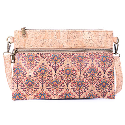 Eco-Friendly Natural Cork Sling Bag with Mosaic Patterns BAGD-598