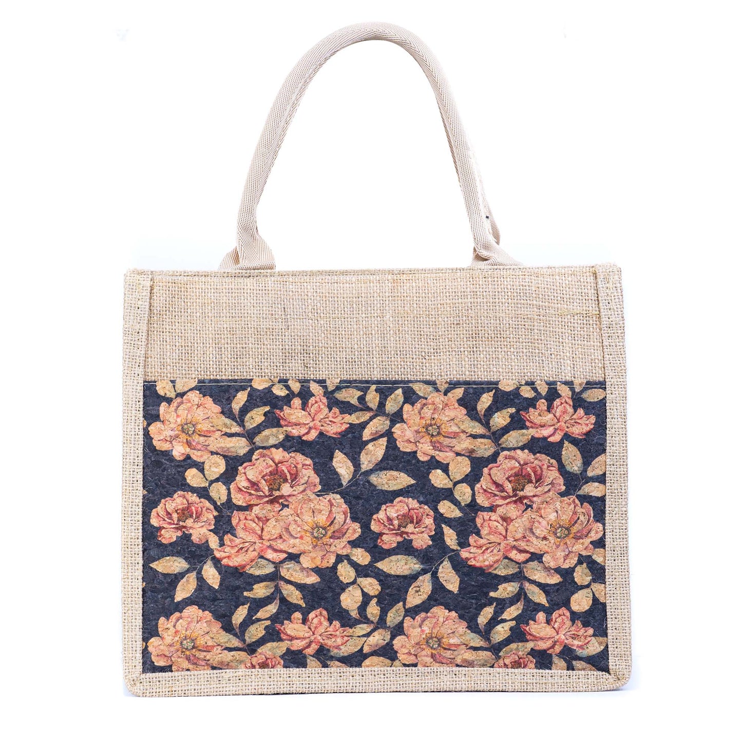 Floral Cork & Jute Tote Handbag BAG-2381