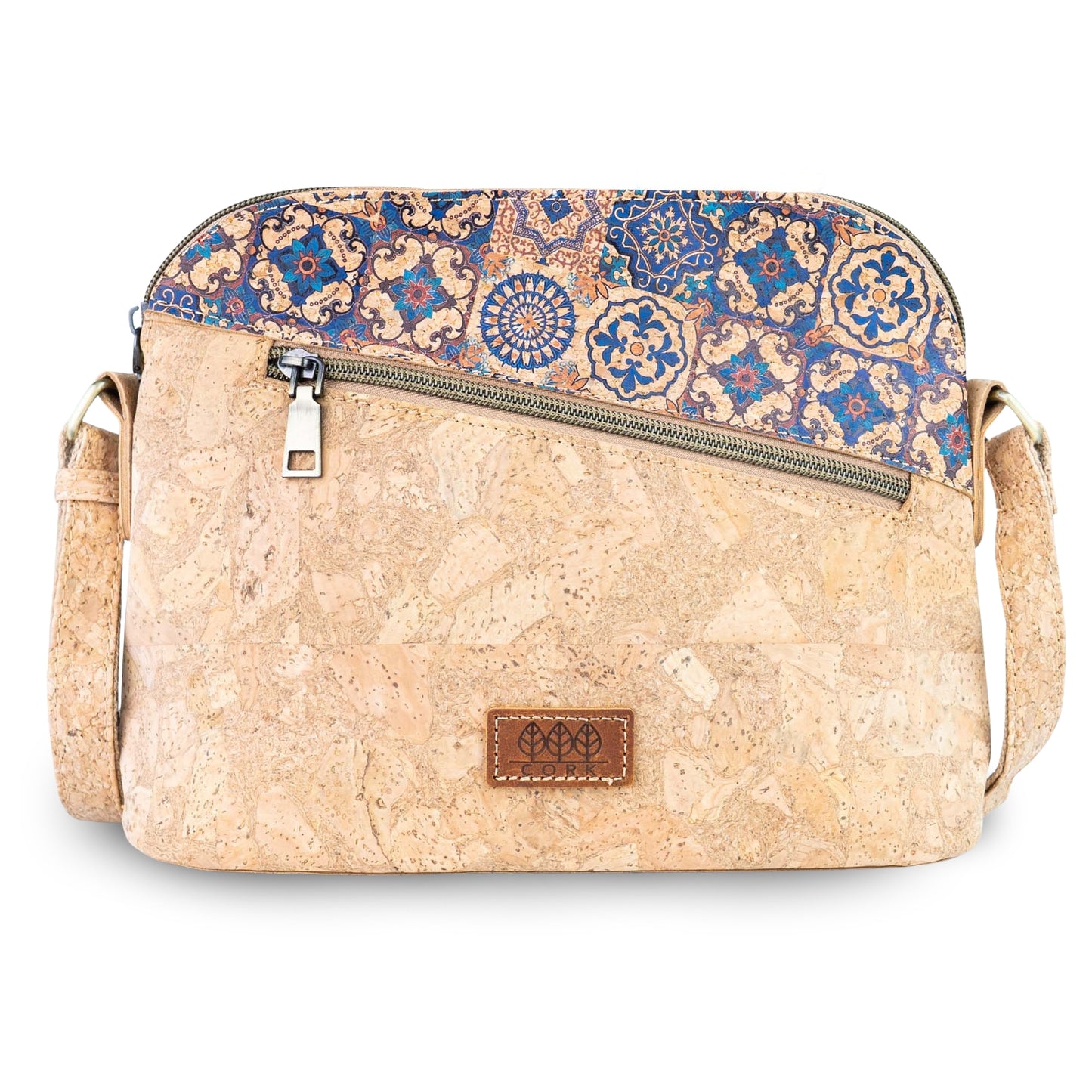 Natural Cork Crossbody Bag with Printed Accent BAGD-659