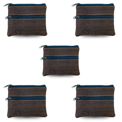 5pcs | Natural Cork Double-Zip Coin Purs BAGP-382