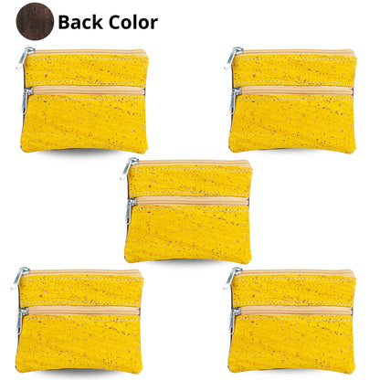 Dual Zip Cork Coin Pouch BAGP-333 (5 Units) RANDOM PATTERN
