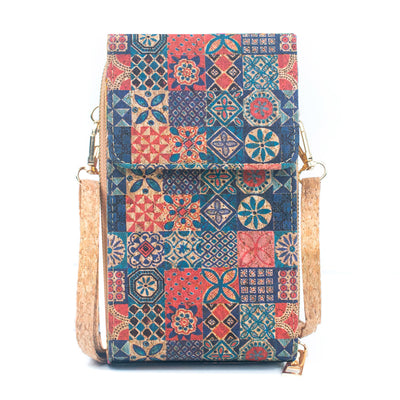 Natural Cork Crossbody Zipper Wallet with Phone Compartiment BAGD-193