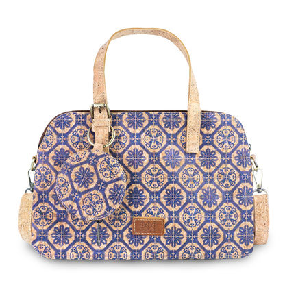 Printed Cork Handbag with Detachable Mini Zipper Purse & Shoulder Strap BAGD-667