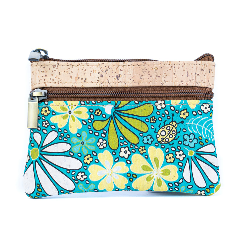 Triple Zipper Cork Coin Purse – Slim & Stylish Women&