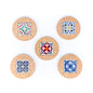 (5units)Vintage Cork and Ceramic Tile Coaster Cup Pad L-069