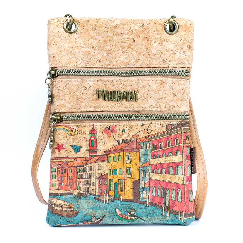 Flash Sale Stylish Cork Crossbody Bag with World Famous City Prints BAGF-098