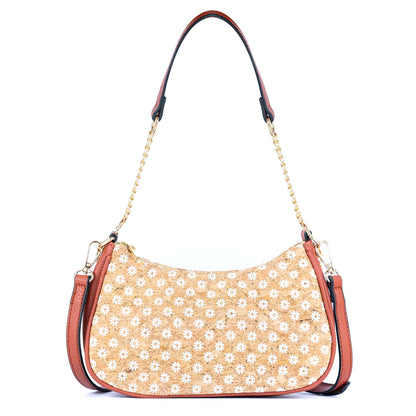 Bohemian Chic Printed Cork & Brown PU Leather Crossbody Bag BAG-2336-FGHI