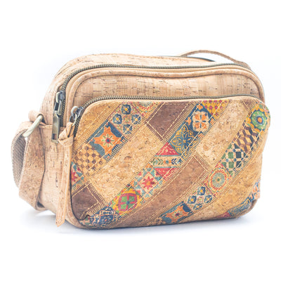 Floral & Mosaic Cork Crossbody Bag – Eco-Friendly & Stylish BAGF-057