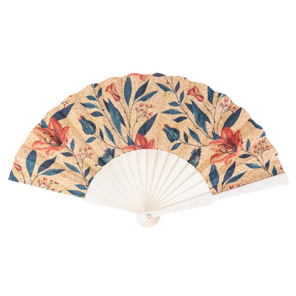Cork Antique Wooden Folding Hand Fan  L-1197-12(12 Units)