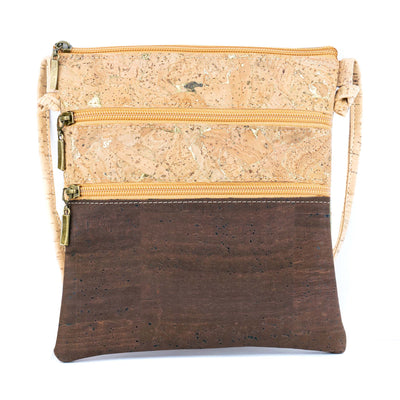Eco-Friendly Cork Crossbody Bag with Triple Zippers BAGP-321
