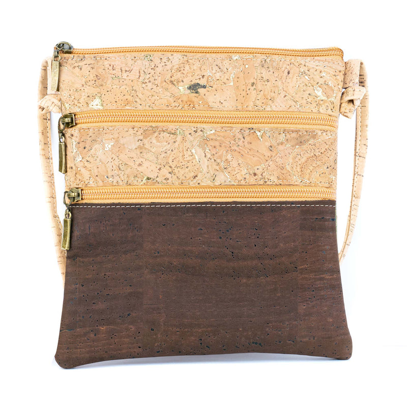 Eco-Friendly Cork Crossbody Bag with Triple Zippers BAGP-321