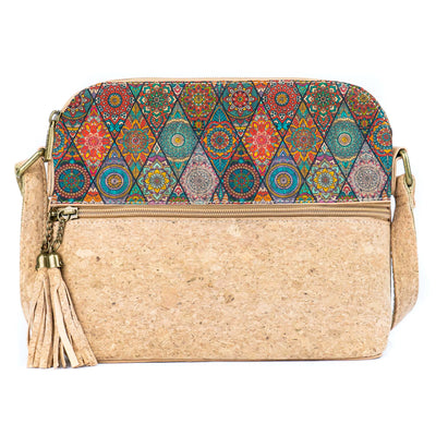 Tassel Zip Pocket Women's Natural Cork Crossbody Bag BAG-2218