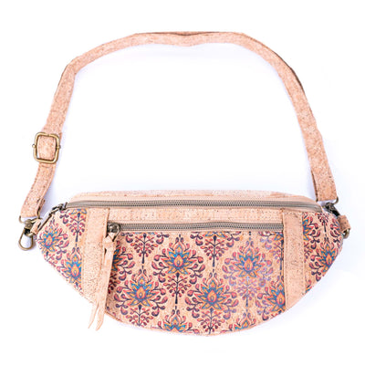 Eco-Friendly Natural Cork Fanny Pack Bag with Adjustable Strap and Printed Patterns BAGD-220