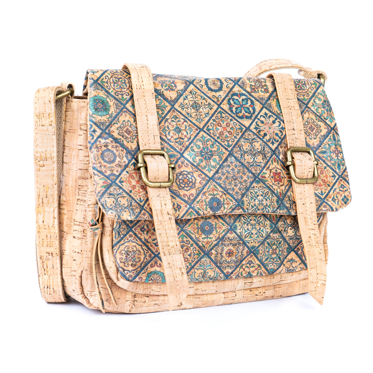 Printed Cork Messenger Crossbody Bag — BAGD-630